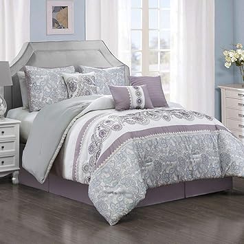 Amazon Com Kinglinen 7 Piece Penley Lavender White