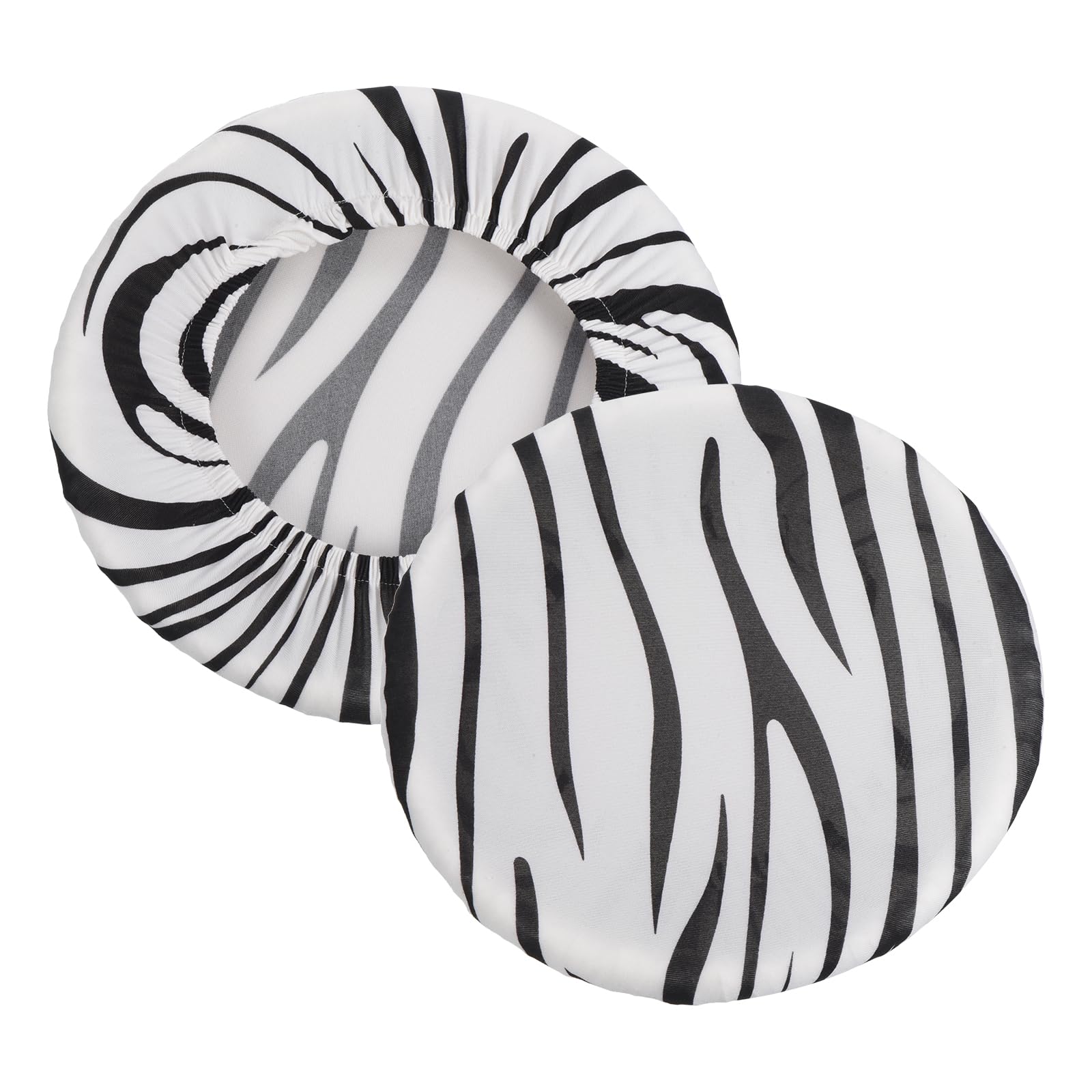 PATIKIL 9.5" Round Bar Stool Cover, 2 Pack Washable Elastic Stool Cover for Diameter 12"-18" Chair, Black White