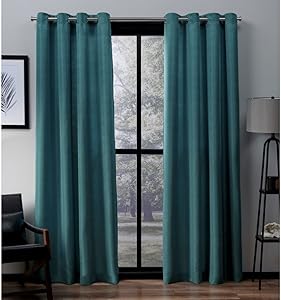 Exclusive Home Curtains Virenze Faux Silk Window Curtain Panel Pair with Grommet Top, 54x84, Teal, 2 Piece