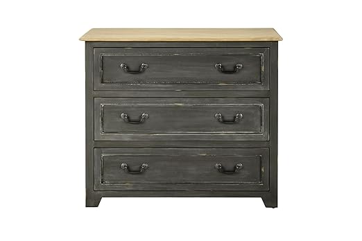 Aprodz Mango Wood Storage Cabinet Natal Chest of 3 Drawers Furniture for Living Room | Fuscous Grey