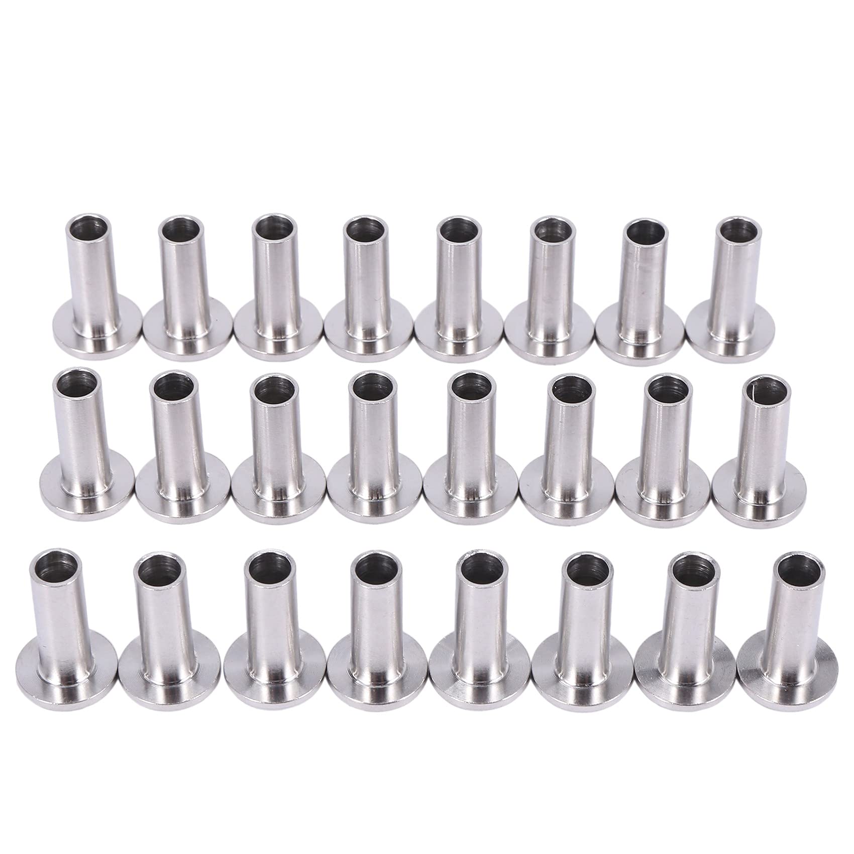 Jiaminye Steel Protector Sleeves for 1/8 inch Cable Railing, Wood Posts, DIY Balustrade T316 Marine Grade 24 Pack, Silver (172741)