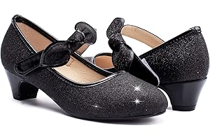 ADAMUMU Little Girls Princess Shoes Glittler Dress Shoes for Gilrs Toddler Girl Heels for Christmas Parties and Holiday Celebrations