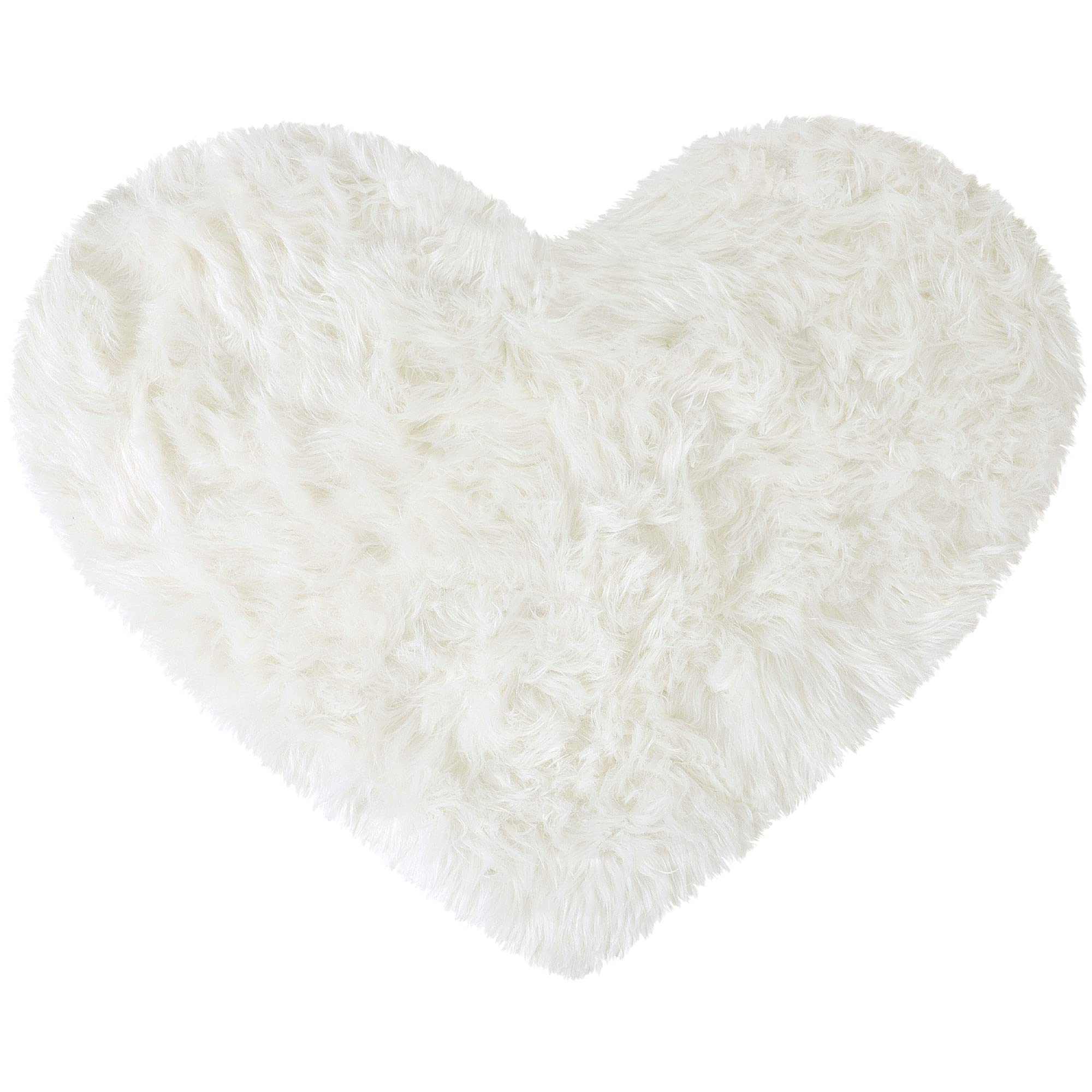 sourcing map Faux Fur Sheepskin Area Rugs, Heart Shaped Shaggy Fluffy Rug for Sofa Living Room Bedroom Floor - Soft Deep Pile Plush Carpet Non Slip, 70 x 90cm/2.3x3ft Snow White