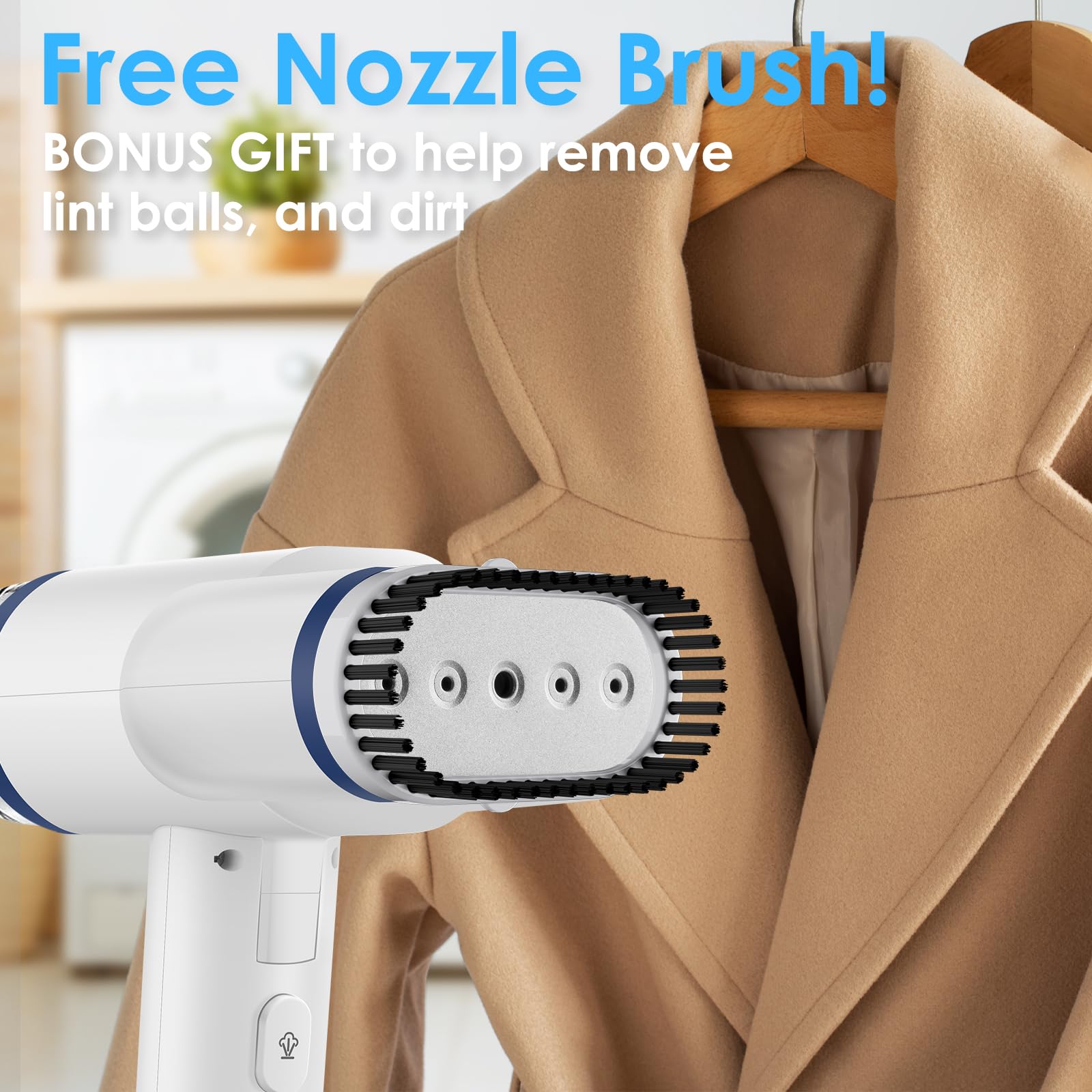HOMETOP Handheld Steamer for Clothes, 2 in 1 Foldable Garment Steamer, 30s Heat-up, 1300W Powerful Fabric Wrinkles Remover with Brush, Portable Steam Iron for Office, Home and Travel