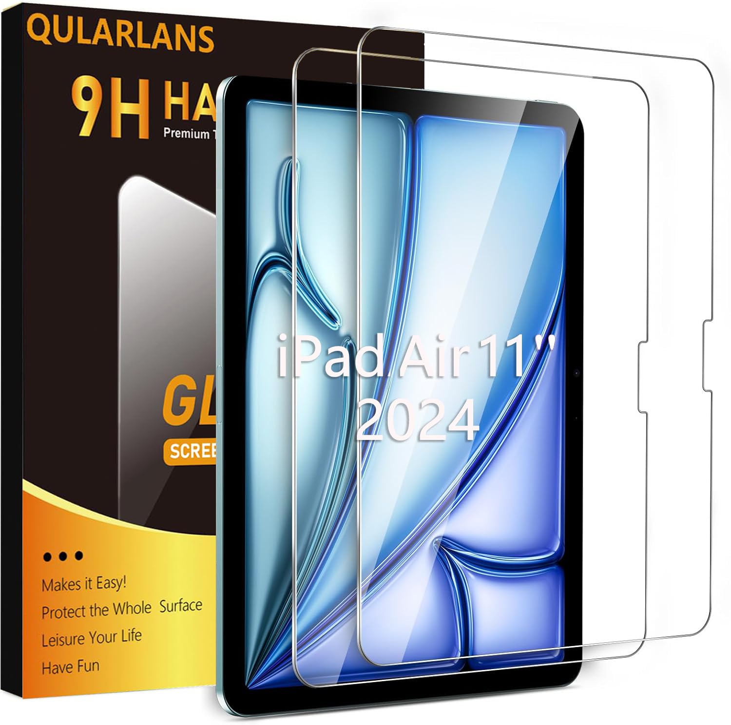 Photo 1 of Qularlans 2 Pack Screen Protector for iPad Air 11 Inch 2025/2024 (7th/6th Generation, M3/M2) & iPad Pro 11 Inch 2024 5th Generation – Premium Tempered Glass Face ID & Apple Pencil Compatible