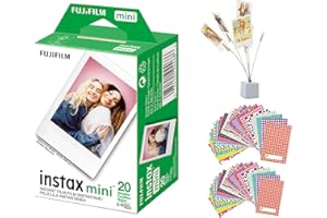 FUJI LABS Fujifilm Instax Mini Instant Film Twin Pack (Total 20 Shoots) + 20 Sticker Film Frames + Photo Bouquet Holder