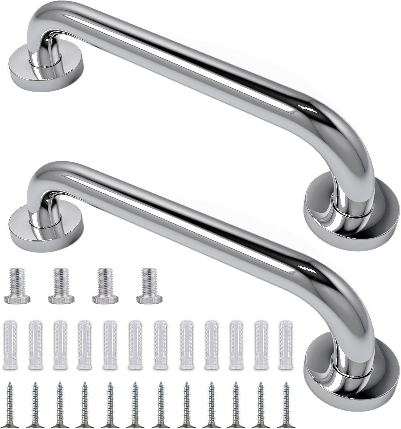 GOANDO 2 Pack Grab Bars for Bathroom Shower Handle 12 Inch Shower Grab Bar Shower Balance Bar Stainless Steel Handicap Grab Bars Pregnant Woman Elderly Injury Senior Assist Bath Handle: Health & Personal Care
