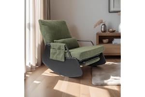 Elarisia Rocking Chair for Nursery, Modern Upholstered Plush Seating Glider Recliner Chair with High Backrest and Side Pocket, Accent Armchair with Cushions for Living Room/Reading (Green)