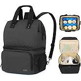 LUXJA Breast Pump Bag with 2 Compartments for Breast Pump and Cooler Bag, Breast Pumping Bag with 2 Options for Wearing (Fits Most Major Breast Pump), Black