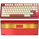 KEEBMONKEY PMOKEY Wave 75 CNC Aluminum Quick Release Tri-Mode Wireless Gaming Keyboard,QMK/VIA Tri-Mode Mechanical Keyboard with 8000mAh Battery,Hot-Swappable with RGB for Windows/Mac/PC (Pro Red)
