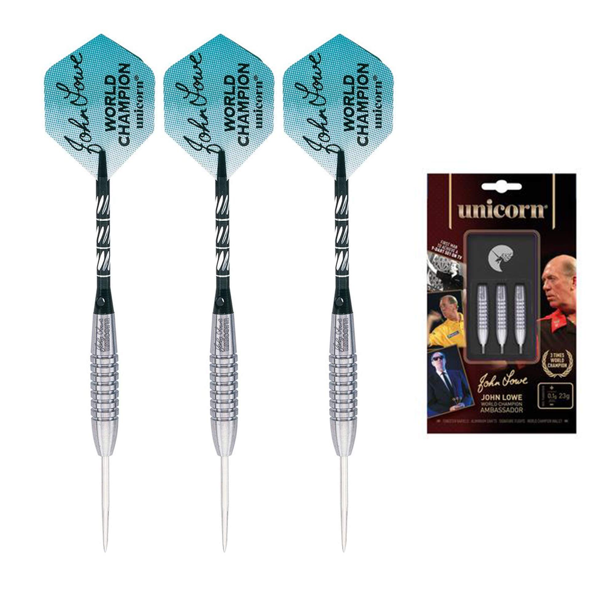 UnicornSteel Tip Darts | John Lowe World Champion Purist Player Development Lab | 90% Natural & Golden Tungsten Barrels | 21g, 23g, 25g or 27g