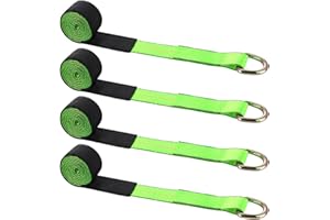 Wowangce 4 Pack 2'' x 10ft Tow Truck Straps Lasso Wheel Lift Straps Lasso Tow Strap with D Ring 11, 000 Lbs Break Strength Auto Tie Down Auto Hauler for Trailer Truck Tie (Green)