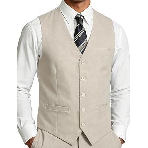 JEMITOP Men's Lightweight Texture Slim Fit Suit Dress Vest | Vintage, Wedding, with Pocket, Formal, Tuxedo, Business, Casual,