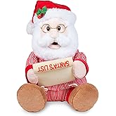 Cuddle Barn - Jammie Ol' St. Nick | Animated Christmas Singing Dancing Santa Claus Naughty or Nice List Plush Toy Sings Santa Claus is Comin' to Town, 12 inches