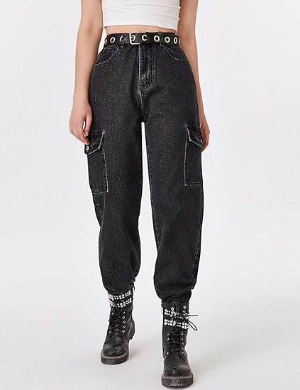 flap pocket side baggy jeans