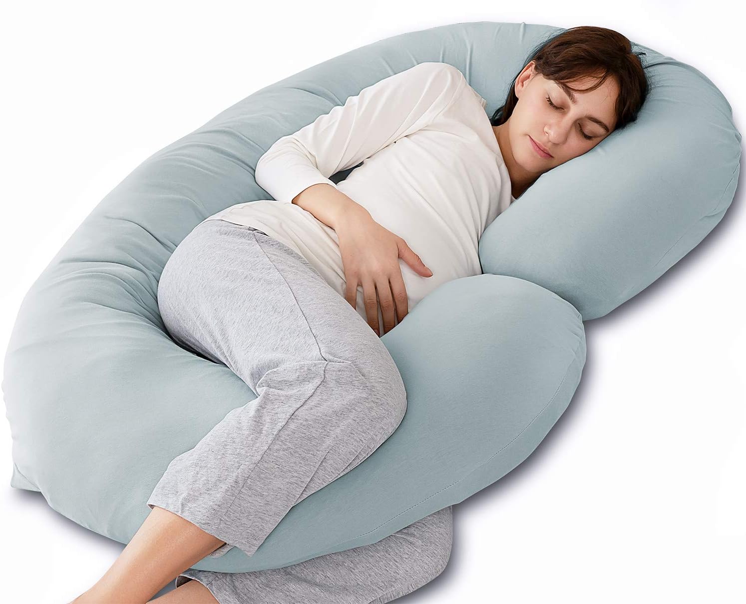 Marine Moon Pregnancy Pillow C Shaped, Maternity Pillow and Full Body Pillow with Jersey Cover