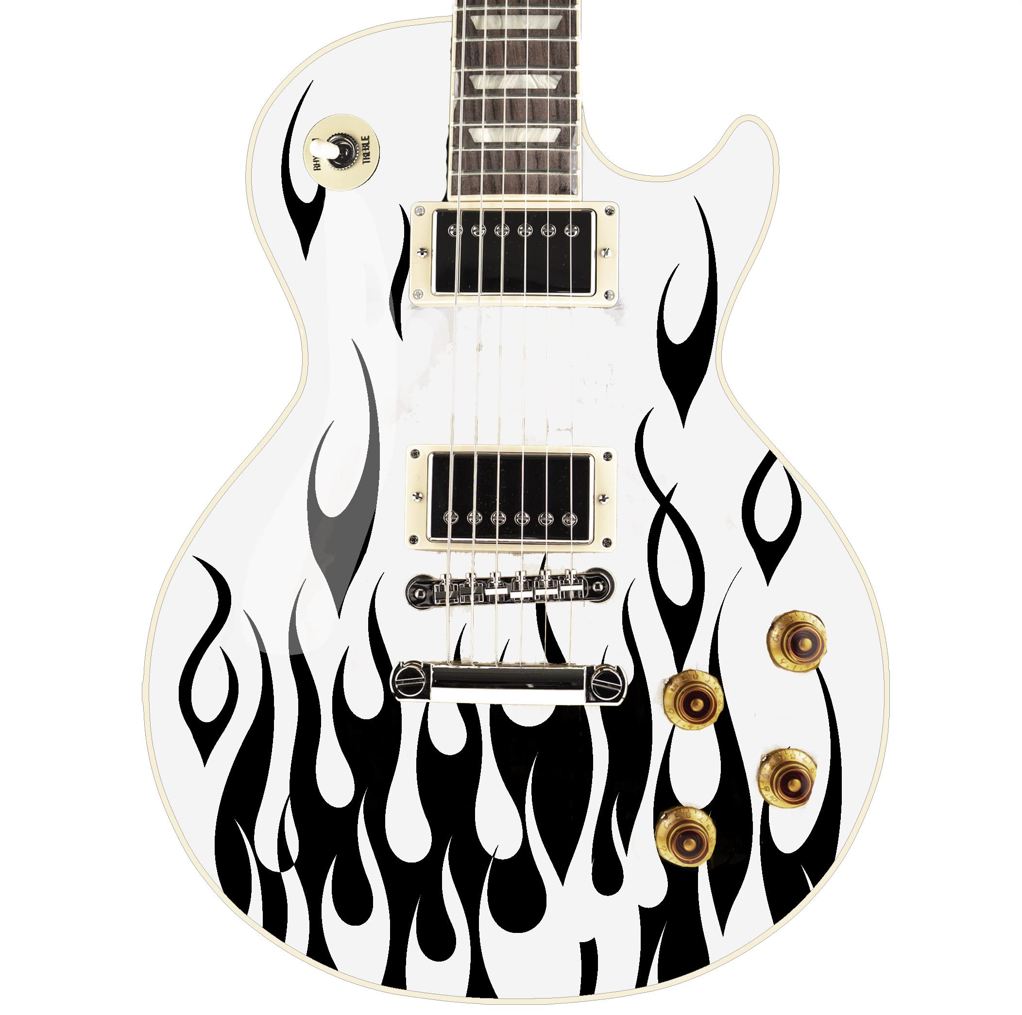 Custom Made Flames Decal Sticker Fits Guitars & Basses. Colour Options available. (Black)