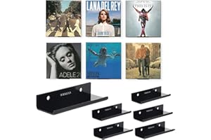 WEITELAI Vinyl Record Shelf Wall Mount, 6 Pack Albums Wall Shelves for Vinyl Records Display, Acrylic Vinyl Record Holder for Albums Display Your Daily LP, CD Listening (Black)