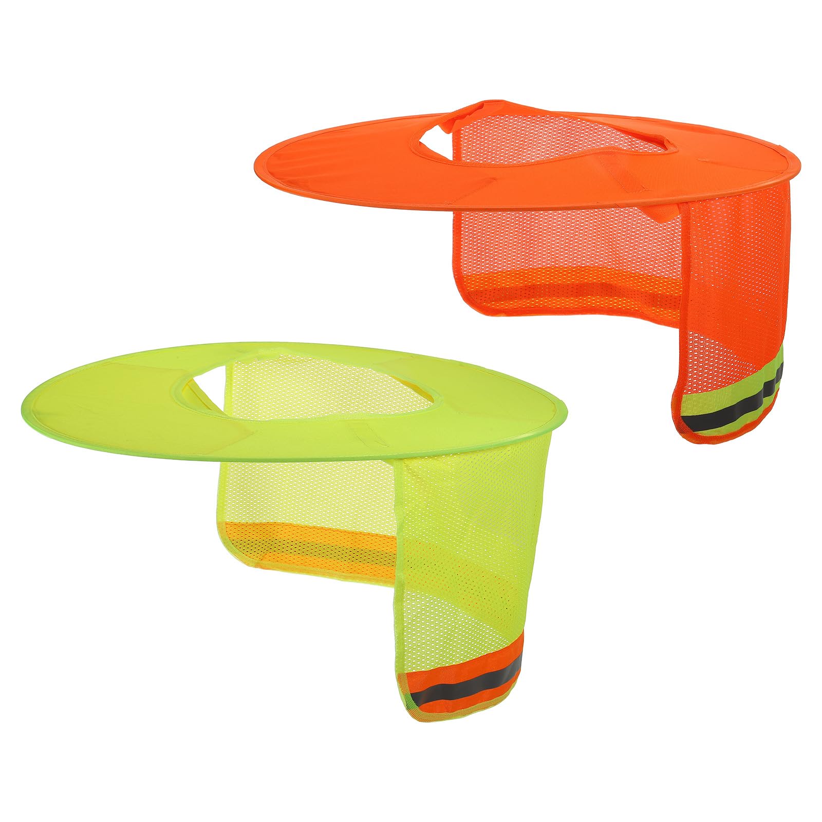 PATIKIL Hard Hat Sun Neck Shield, 2 Pack High Visibility Sun Shade Hard Hat Reflective Mesh Full Brim for Construction Outdoor Work, Orange Yellow