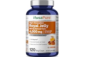 NusaPure Royal Jelly 10:1 Extract, 400 mg Equivalent to 4000mg - 120 Veggie Capsules (Non-GMO, Dairy Free, Dietary Supplement)