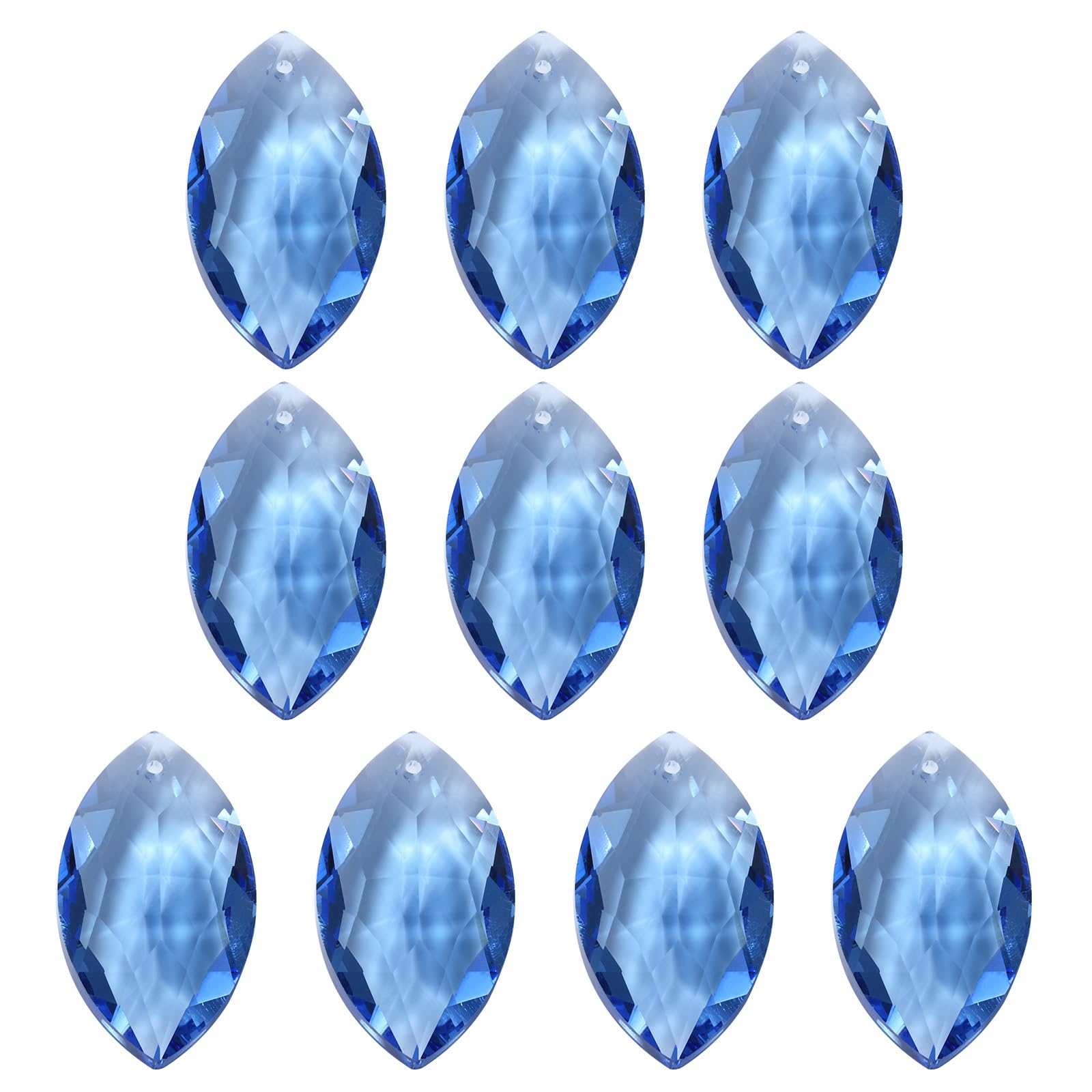 PATIKIL K9 Crystal Pendants Oval Beads, 10 Pack 38mm Chandelier Prisms Parts Hanging Beads DIY Lamp for Arts Crafts Decoration, Light Blue