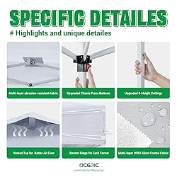 Acepic 8x8 Pop Up Canopy Tent,300D Silver-Coating