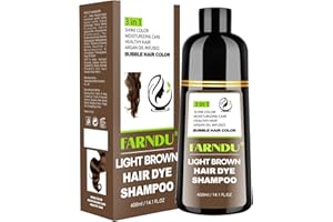 Farndu Light Brown Hair Dye Shampoo for Women Men, Instant Gray Hair Coverage Natural Herbal Hair Color Shampoo 3 In 1 champu para canas