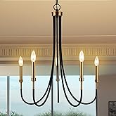 Homebelife 5 Light Modern Chandelier Light Fixture, Black and Muted Gold Farmhouse Island Lighting for Kitchen Dining Room, L