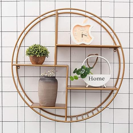 HJIA Schweberegale Nordisches Schmiedeeisen runder hängender Lagerregal