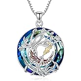 SHINYKEND Tree of Life Phoenix/Butterfly Necklace for Women, 925 Sterling Silver Blue Crystal Animal/Birds Pendant Jewelry Birthday Mothers Day Christmas Gifts for Mom Wife Her 18+2/22+2 Inches
