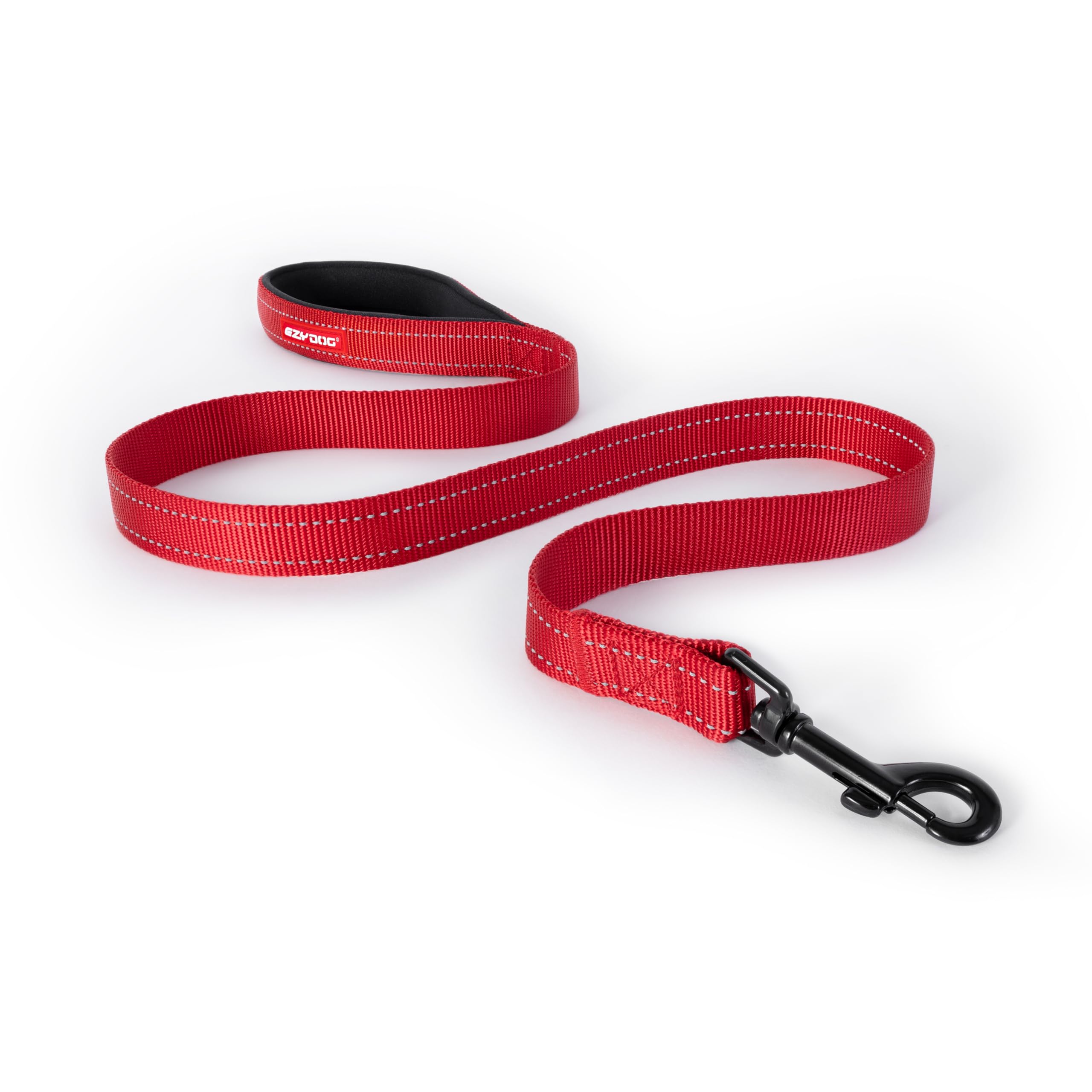 EzyDog Essential Lead | Training Lead for Small, Medium, Large Dogs - Sturdy, Comfortable Padded Handle, Reflective Thread, 1.2M (Red)