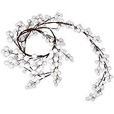 Gift Boutique 6 Feet Decorated Christmas White Berry Garland Holiday Decorations with Artificial Winter Snowy Berries for Xmas Indoor Outdoor Staircase Railing Banister Gate Door Fireplace Table Decor
