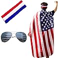 Alaixiu American 4th of July Flag Costume Cape Suit, Statue of Liberty Costume Memorial day,Labour day Suit
