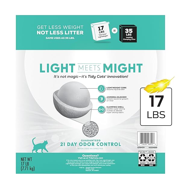 PURINA TIDY CATS LIGHTWEIGHT FREE AND CLEAN UNSCENTED, MULTI-CAT, CLUMPING, 99.9 PERCENT DUST FREE CAT LITTER – 17 LB. BOX
