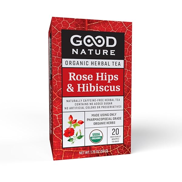 GOOD NATURE ORGANIC HERBAL TEA (PACK OF 3) – 60 TOTAL TEA BAGS (ROSE HIPS AND HIBISCUS)
