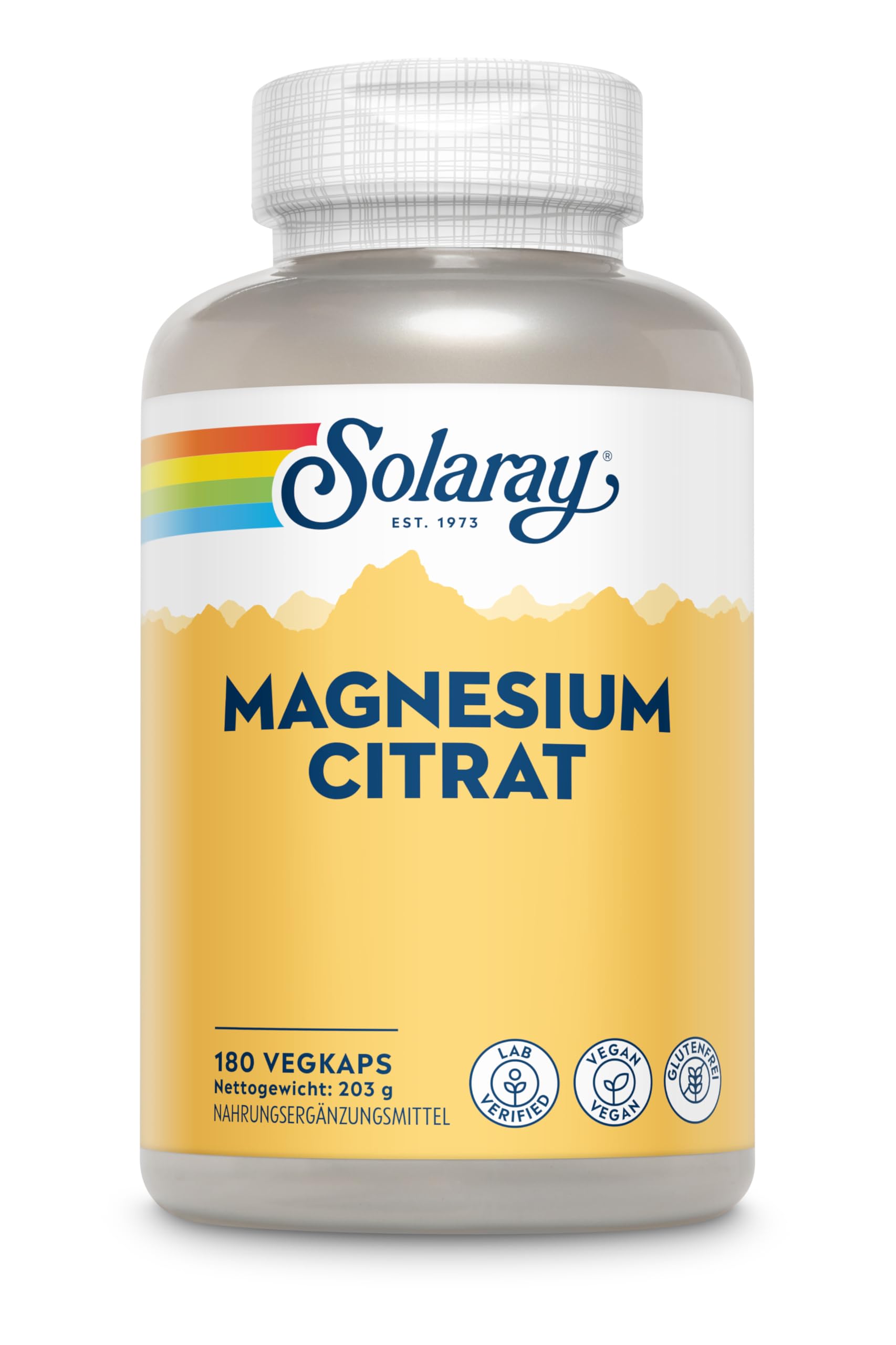 Solaray Magnesiumcitrat 400 mg, 180 vegane Kapseln, Chelatiert