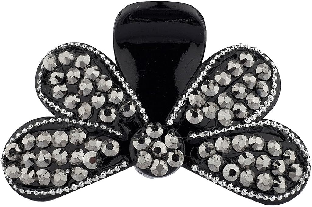 Lux Accessories Butterfly Clear Studded Medium Size Hair