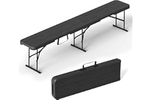 VSOAEIL 6 Foot Folding Bench, Portable Plastic Folding Bench Seat, Foldable Seat for Indoor Outdoor Picnic Camping Dining, Soccer Garden Multipurpose Entertaining Activities, Black