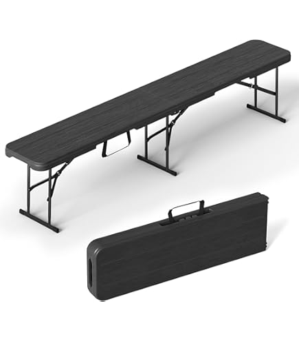 Amazon.com: Roowest Black Folding Bench 6 Feet Plastic Outdoor