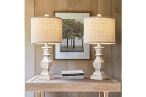 PoKat 20.5" Retro Table Lamps Set of 2 Nightstand Lamp for Bedroom Vintage Rustic Table Lamps for Living Room Traditional Nightstand Bedside Lamps, Suitable for Small Place