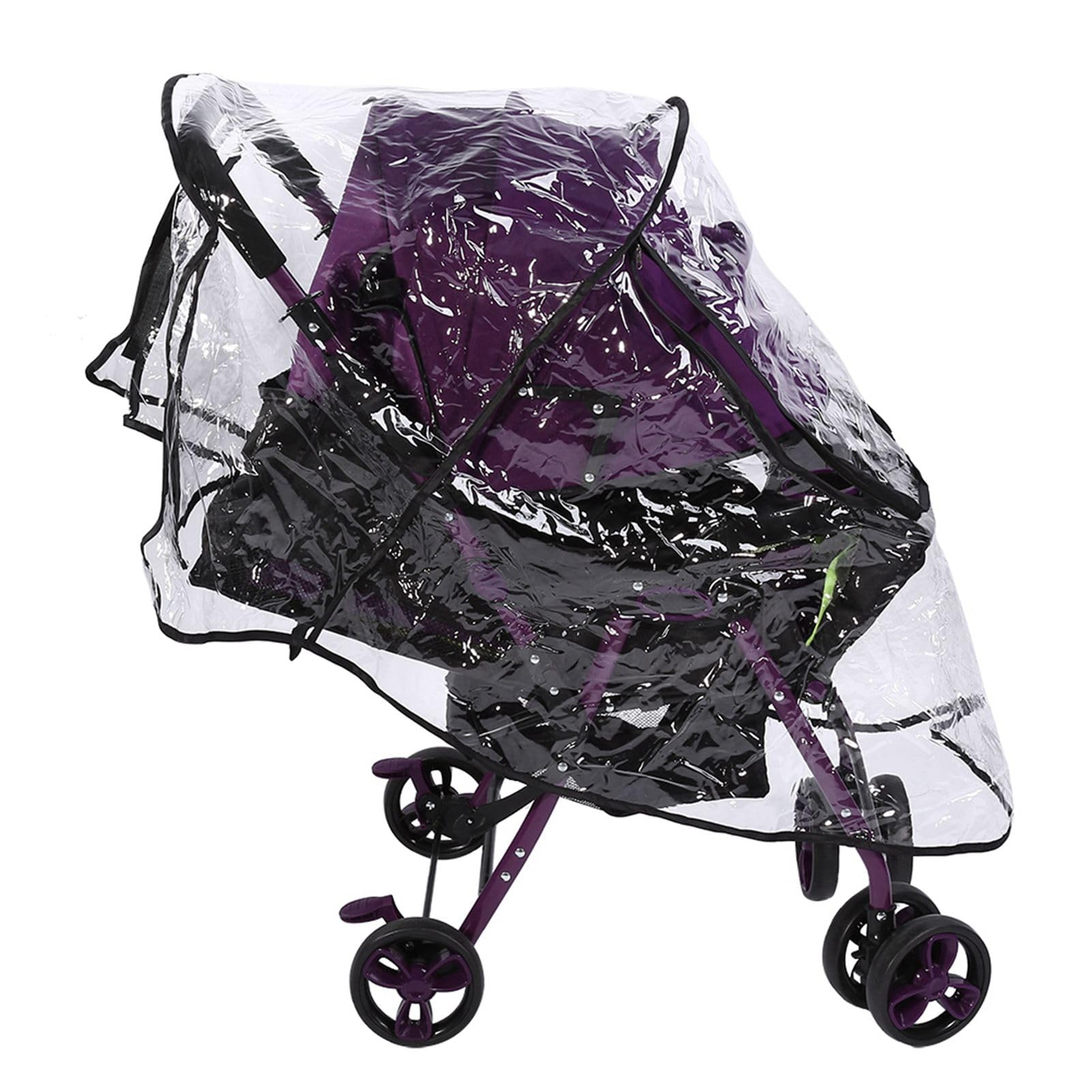 Universal Rain Cover for Pushchair Pram Stroller, 1PC Clear PVC Waterproof Baby Stroller Dust Wind Shield Foldable Zipper Window Design Accessory for Outdoor