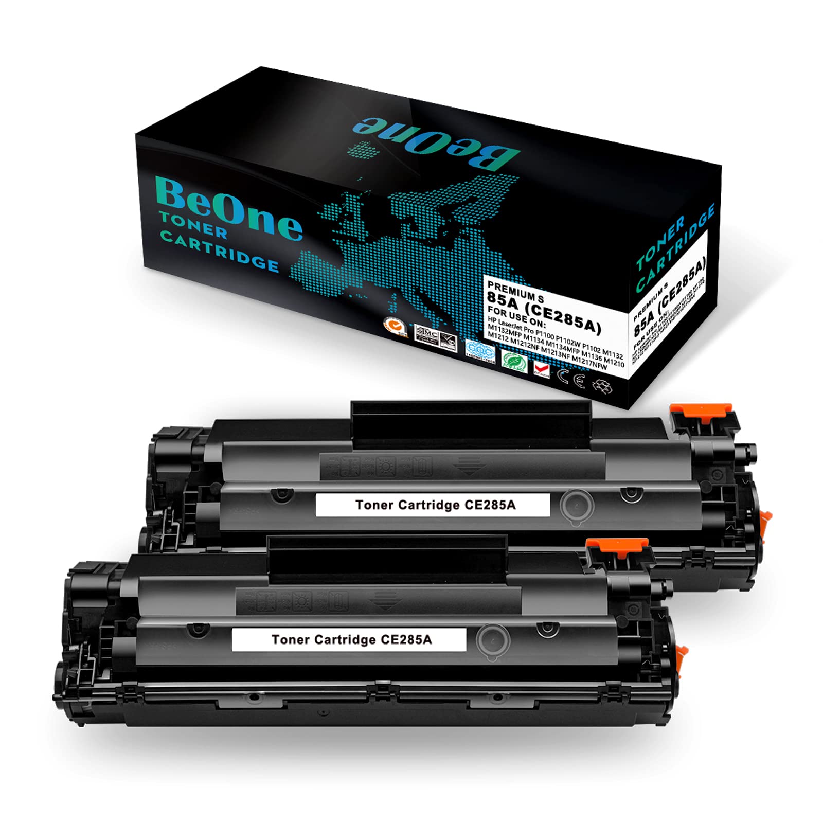 BeOne 2x Compatible for 85A CE285A Toner Cartridge Compatible for HP LaserJet Pro P1100 P1102W P1102 M1132 M1132MFP M1134 M1134MFP M1136 M1210 M1212 M1212NF M1213NF M1217NFW Printer (2 Black)