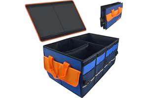 COSELL Car Trunk Organizer with Lid, Collapsible Multi-Compartment Car Organizer and Storage, Truck & Car Accessories for Women and Men, 54L Capacity Trunk Organizer for Outdoor/Camper/Travel/SUV/Car Truck
