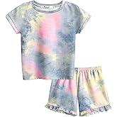 Arshiner Girls 2-Piece Tie Dye Pajamas Set Trendy Lounge Set Kids Sleepwear