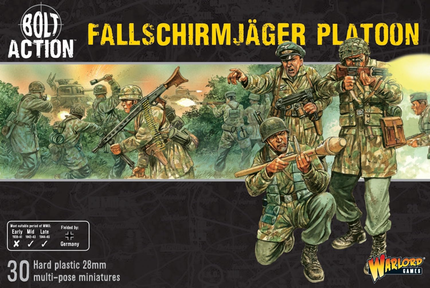 Warlord Games German Fallschirmjager - 28mm Scale Plastic Miniatures for Bolt Action Highly Detailed World War 2 Miniatures for Table-top Wargaming