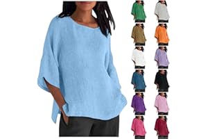 FQZWONG Deals of The Day Womens Summer Tops Cotton Linen Shirts for Women Loose Casual Ladies Solid Blouses Boho Clothes