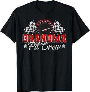 Pit Crew Race Car Racing Gift for Grandma, Family, Birthday Party T-Shirt