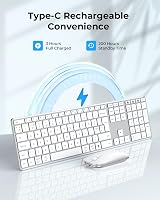 Seenda SKM64-3 Wireless Keyboard Mouse Set Multi-Device UK Layout White Silver view 3