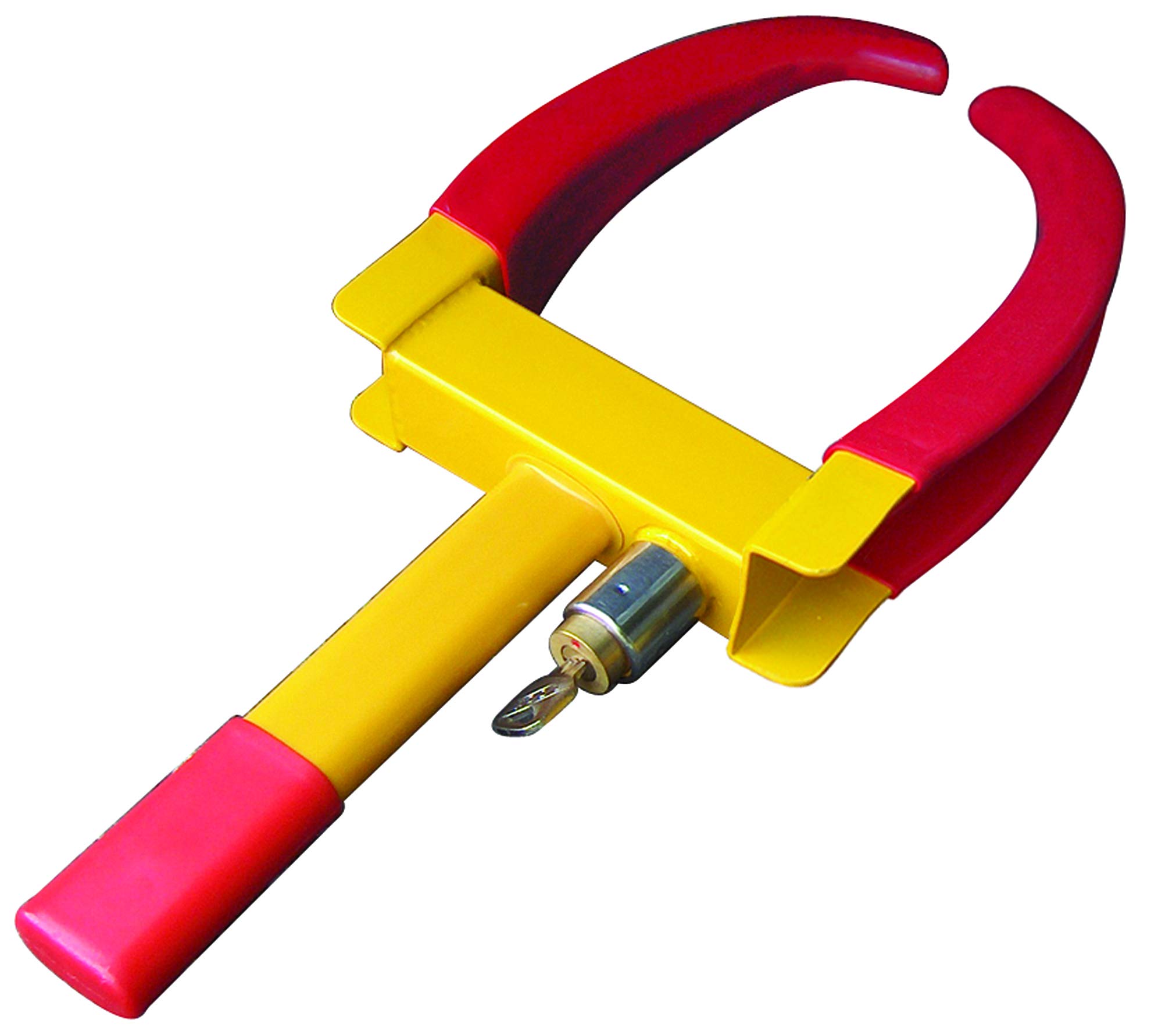 Streetwize - Heavy Duty Vehicle Clamps - Car/Van/Caravan - Supplied with 3 Keys - Comes in a Yellow/Red Colourway - Max Tyre Width 279.5mm