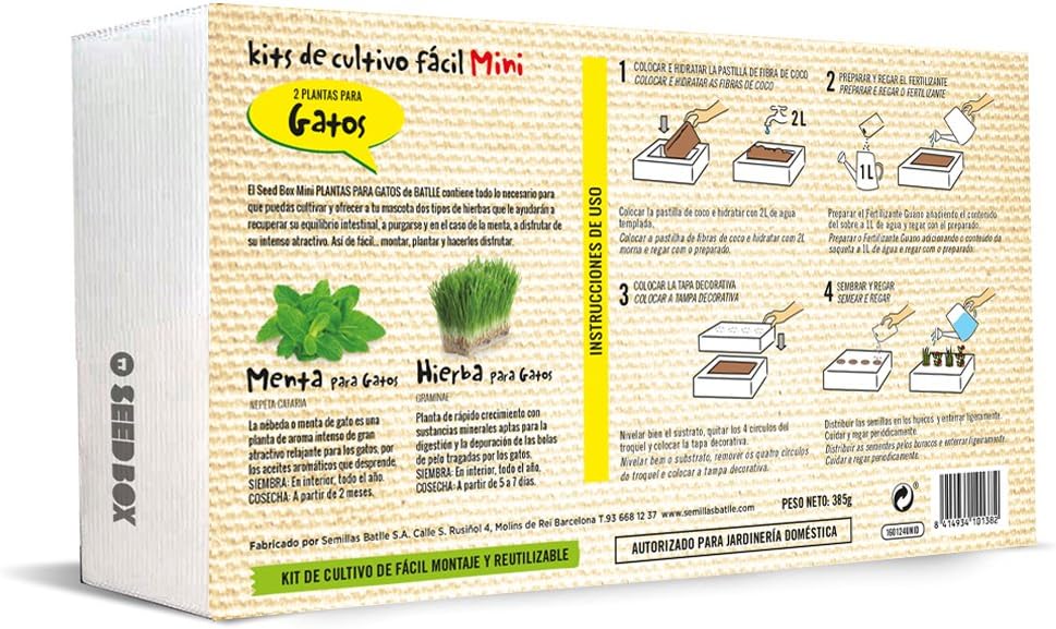 Huerto Urbano - Seed Box Mini Gatos - Batlle: Amazon.es: Jardín